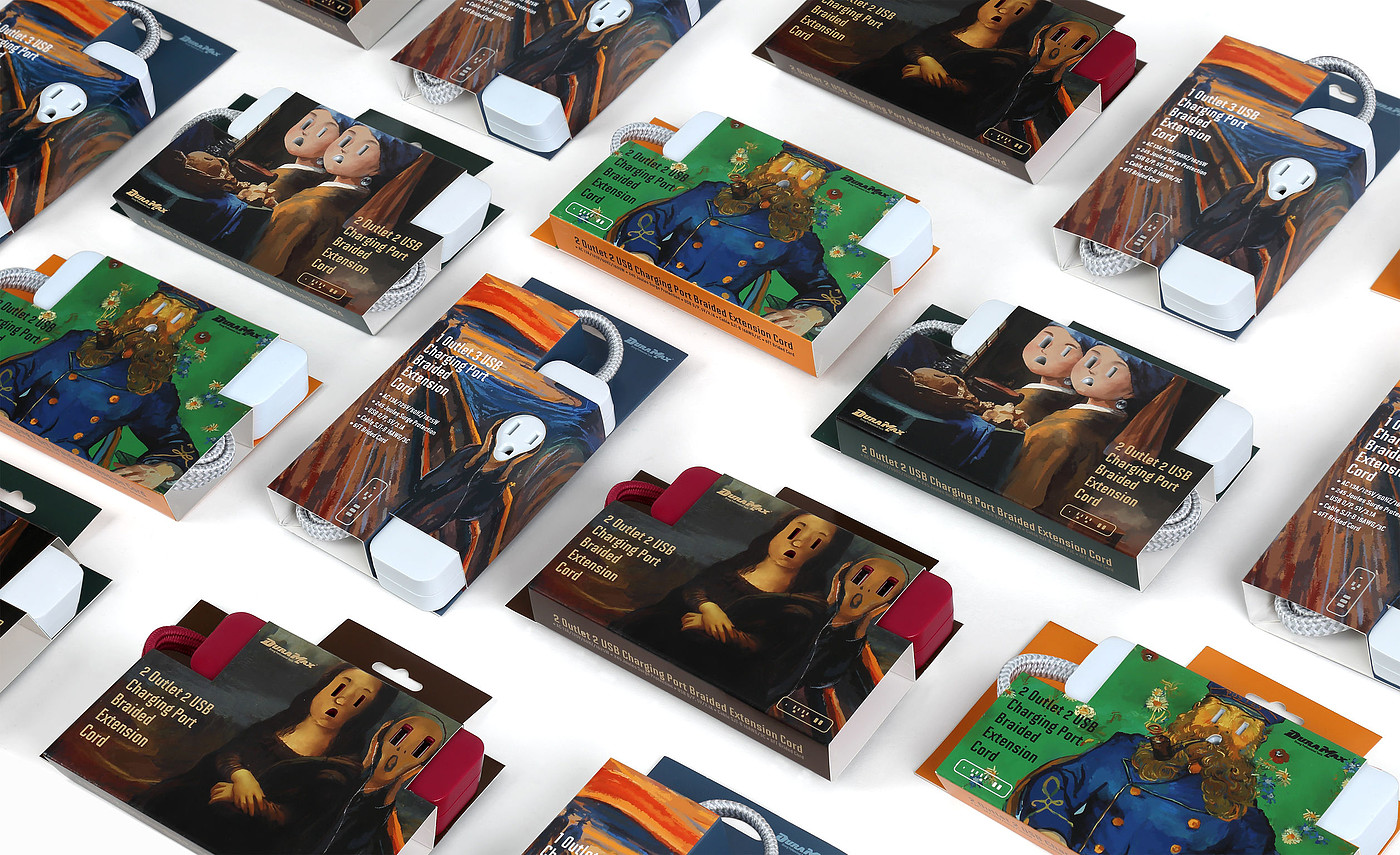 packing design，Consumer products，Extension cord packaging，