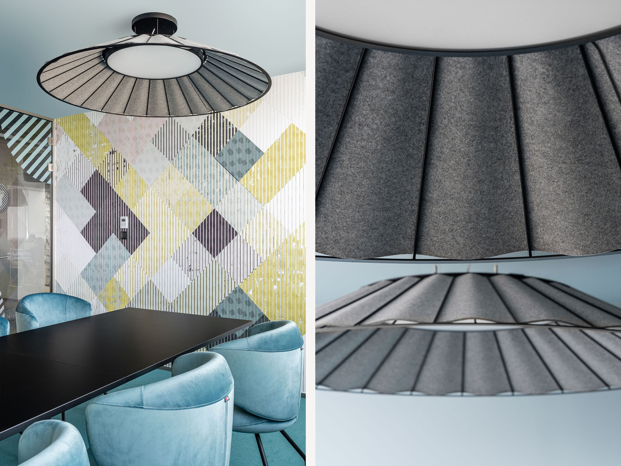 product design，lighting，Sound-absorbing chandelier，