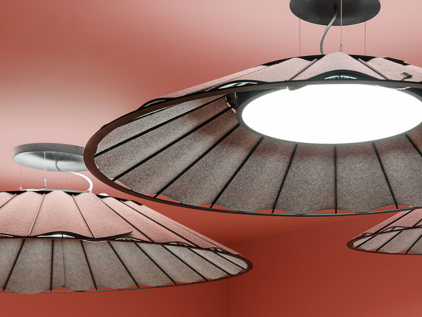 product design，lighting，Sound-absorbing chandelier，