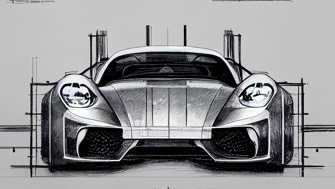 Automobile design，Concept Car，Car sketch，Porsche，Hand drawn，sketch，