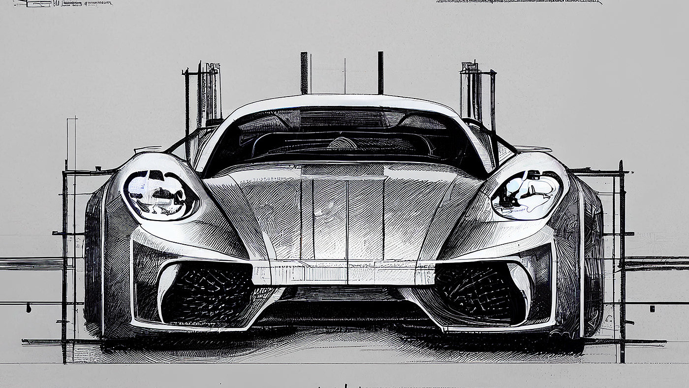 Automobile design，Concept Car，Car sketch，Porsche，Hand drawn，sketch，