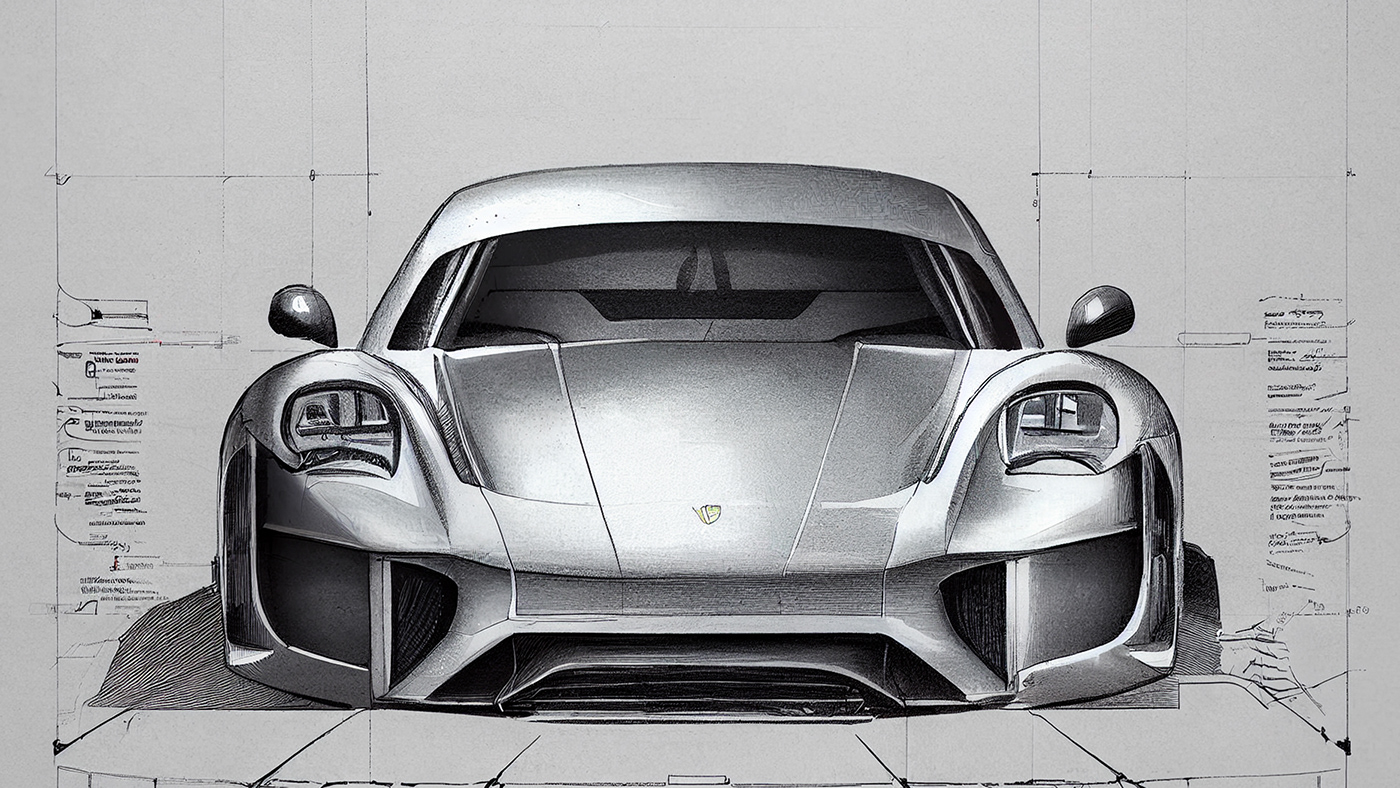 Automobile design，Concept Car，Car sketch，Porsche，Hand drawn，sketch，