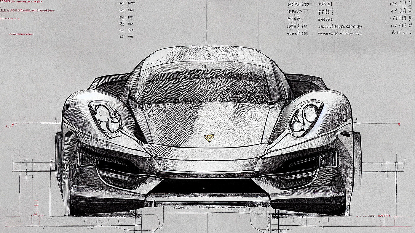 Automobile design，Concept Car，Car sketch，Porsche，Hand drawn，sketch，