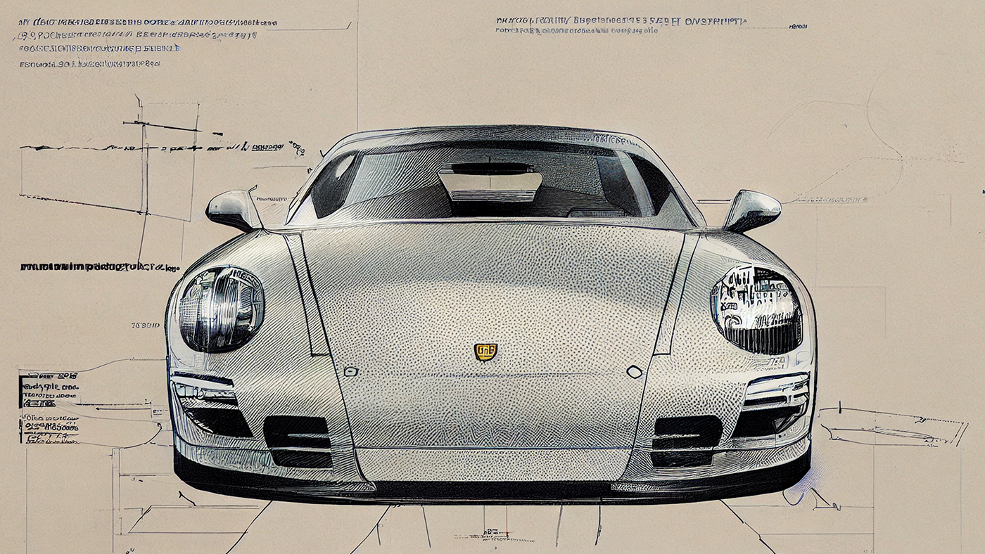 Automobile design，Concept Car，Car sketch，Porsche，Hand drawn，sketch，