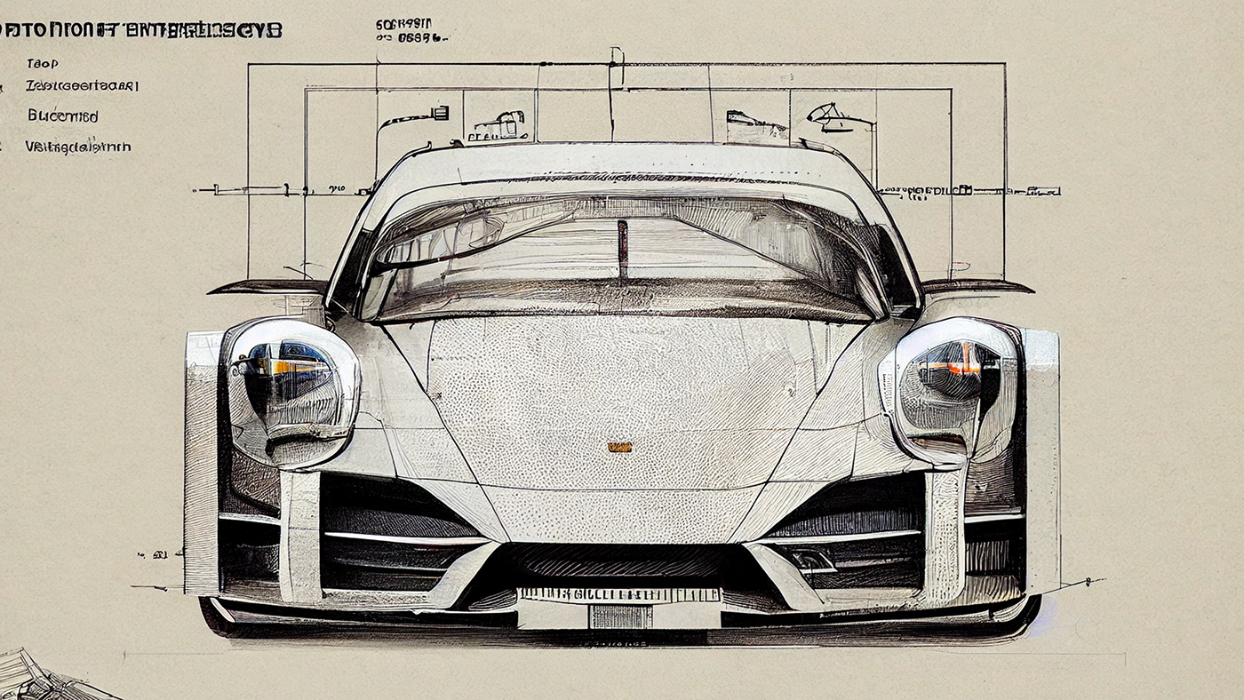 Automobile design，Concept Car，Car sketch，Porsche，Hand drawn，sketch，