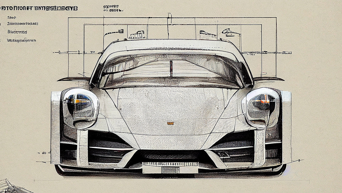 Automobile design，Concept Car，Car sketch，Porsche，Hand drawn，sketch，