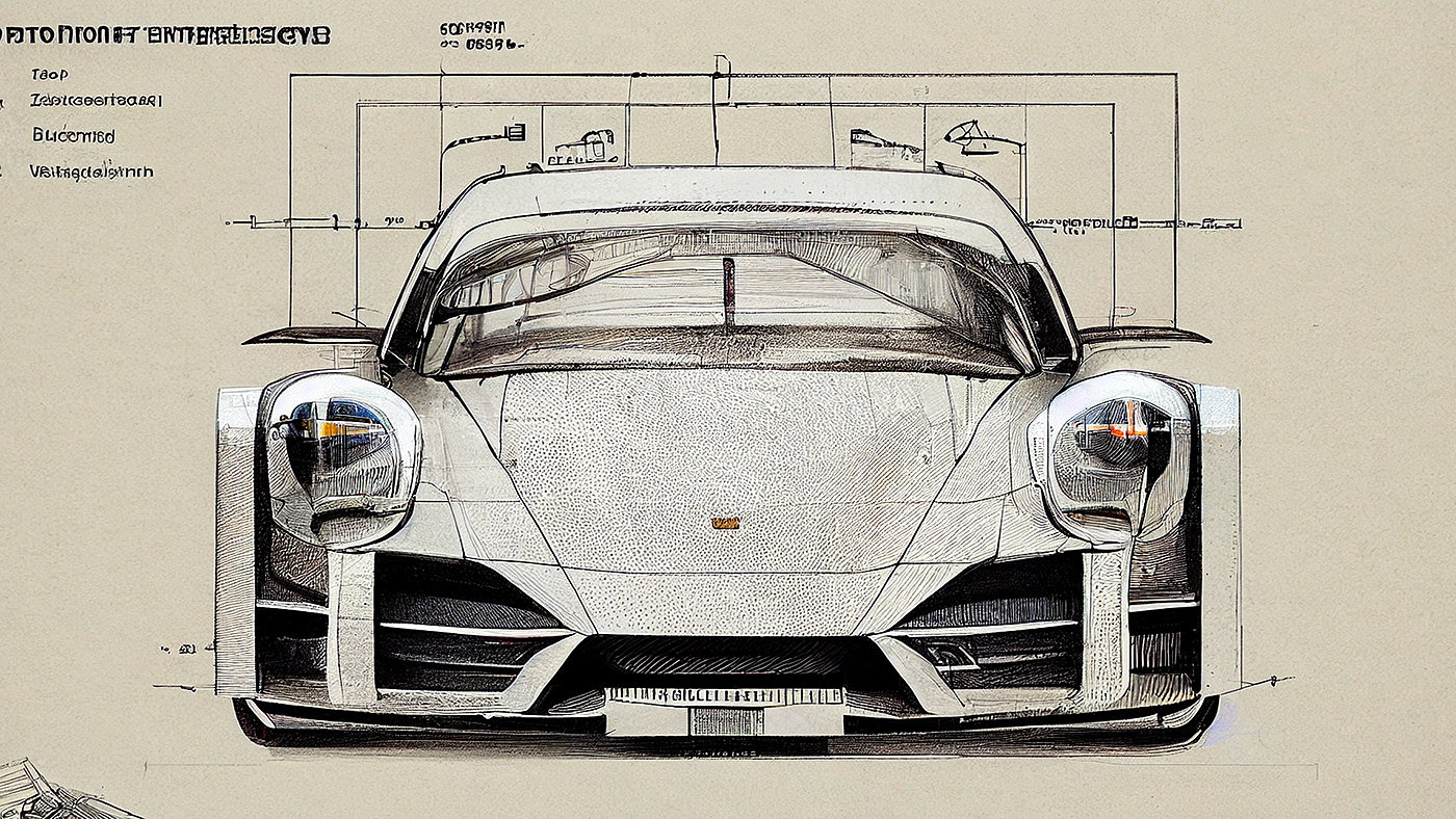 汽车设计，概念车，汽车素描，保时捷，手绘，草图，