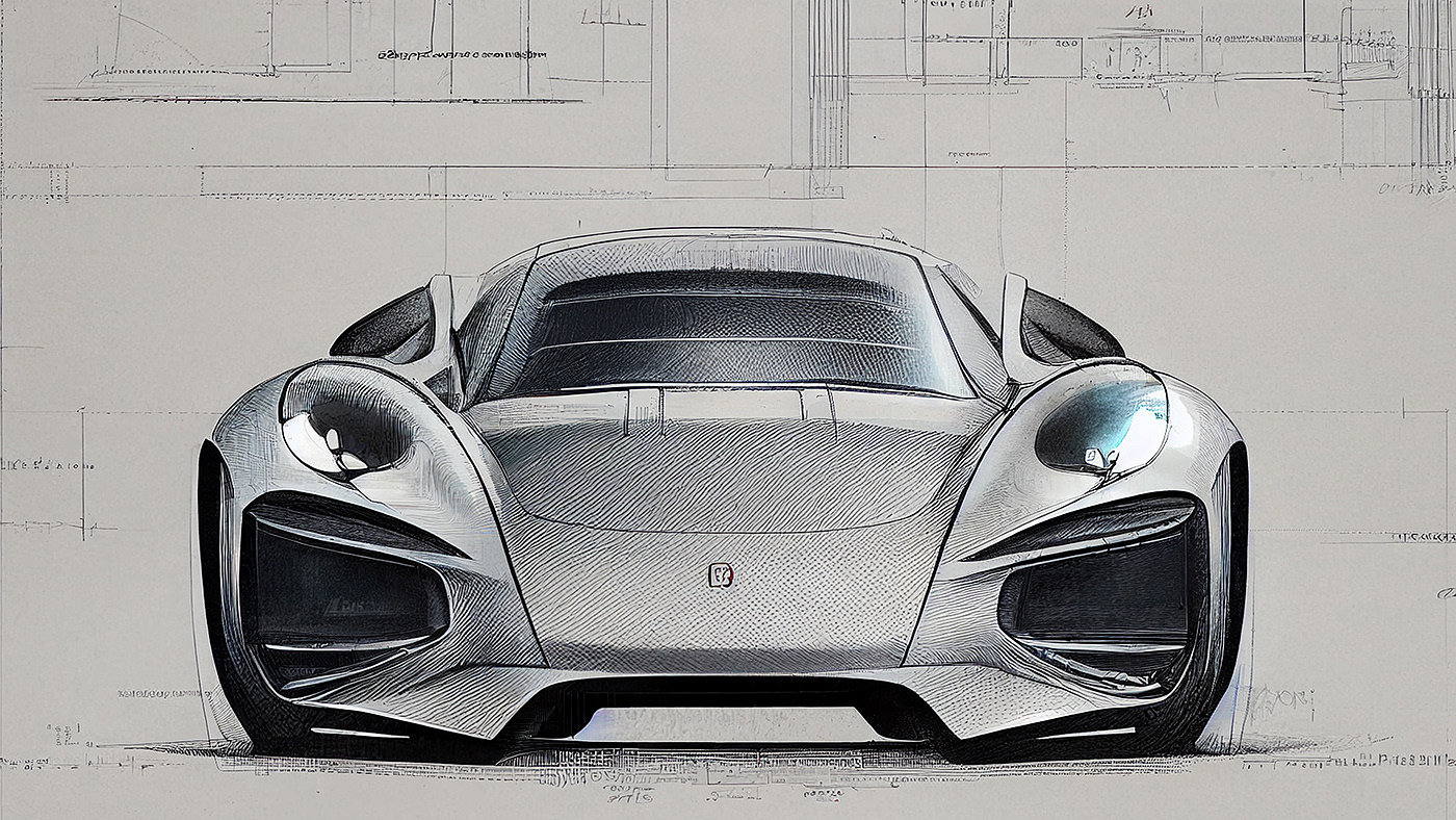 Automobile design，Concept Car，Car sketch，Porsche，Hand drawn，sketch，