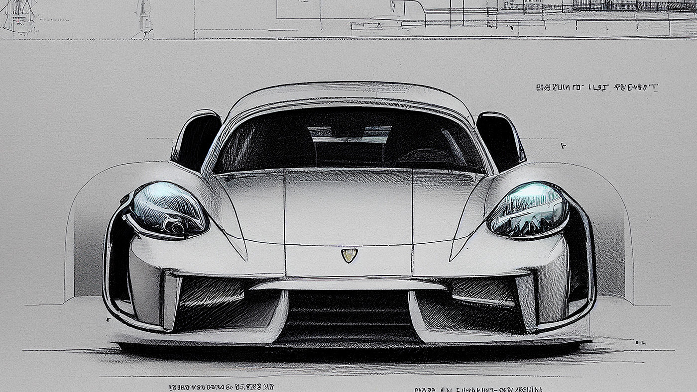 Automobile design，Concept Car，Car sketch，Porsche，Hand drawn，sketch，