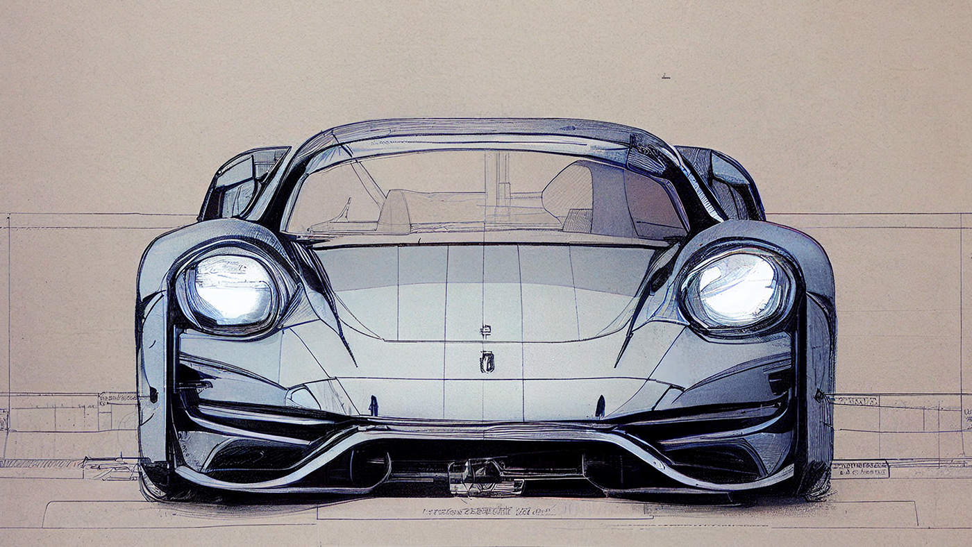 Automobile design，Concept Car，Car sketch，Porsche，Hand drawn，sketch，