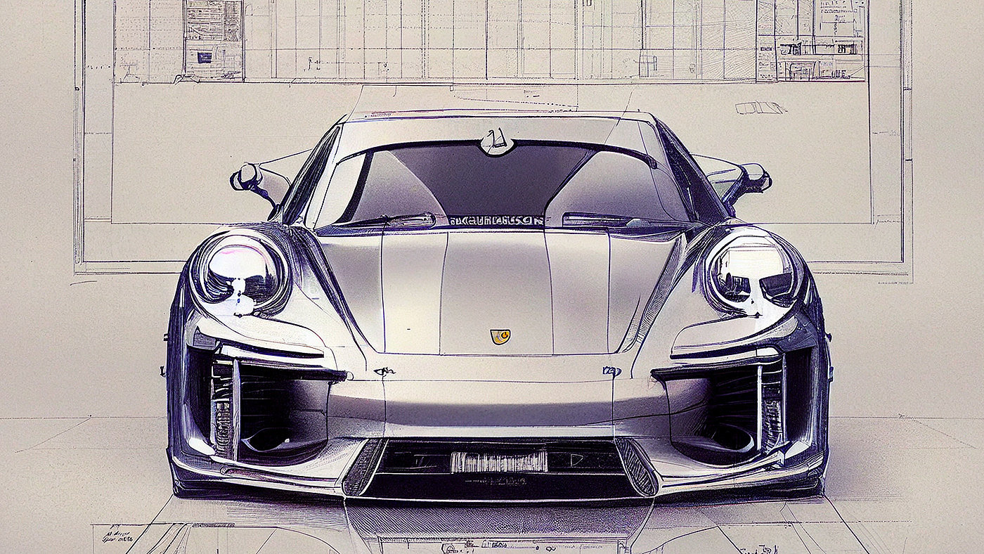 Automobile design，Concept Car，Car sketch，Porsche，Hand drawn，sketch，