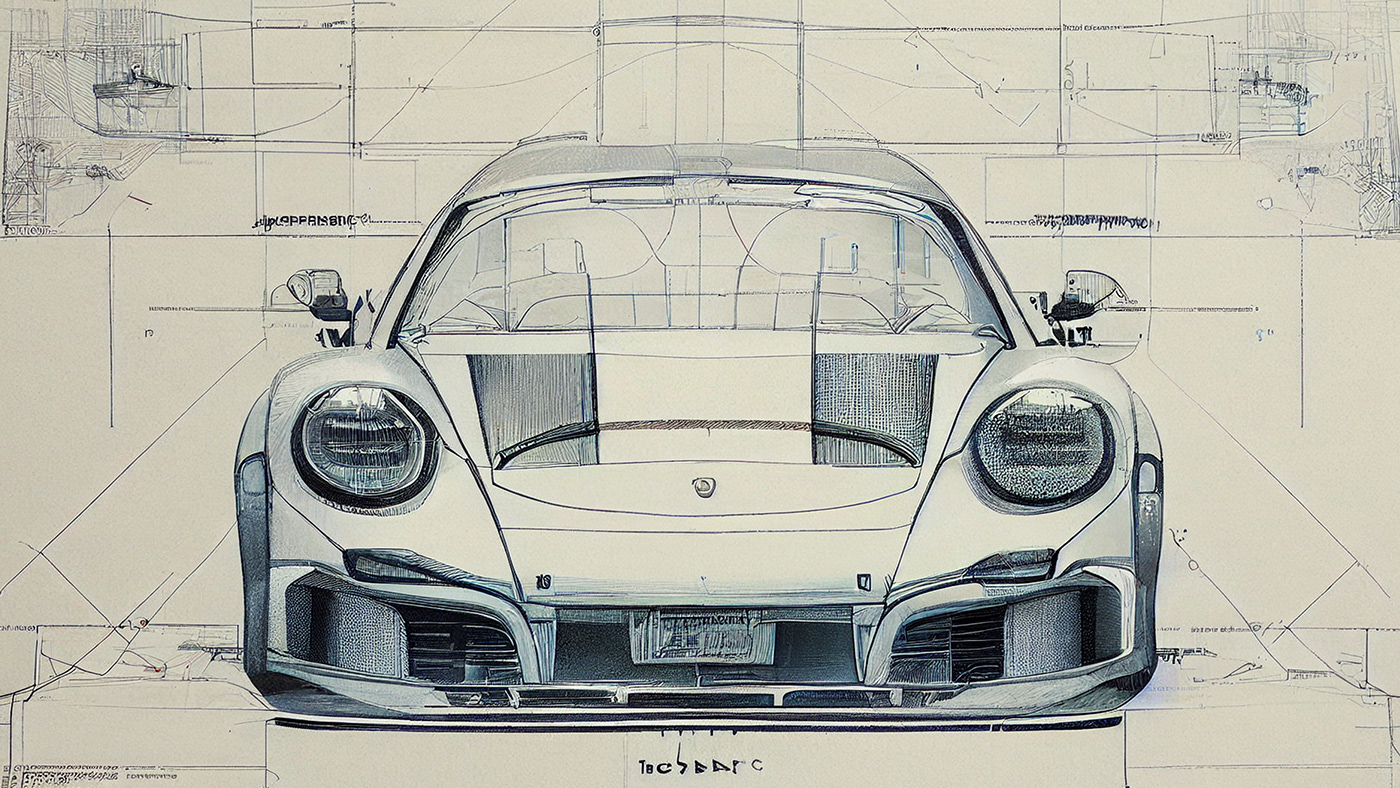 Automobile design，Concept Car，Car sketch，Porsche，Hand drawn，sketch，