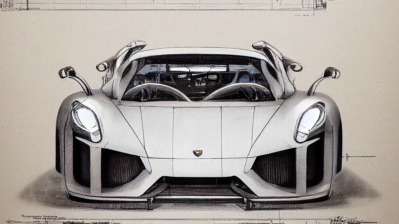 Automobile design，Concept Car，Car sketch，Porsche，Hand drawn，sketch，