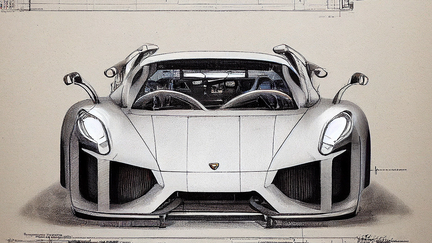Automobile design，Concept Car，Car sketch，Porsche，Hand drawn，sketch，