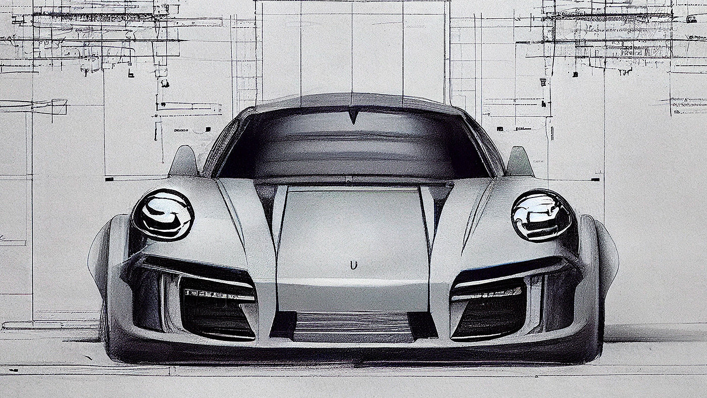 Automobile design，Concept Car，Car sketch，Porsche，Hand drawn，sketch，