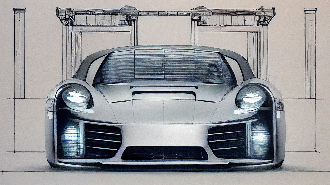 Automobile design，Concept Car，Car sketch，Porsche，Hand drawn，sketch，