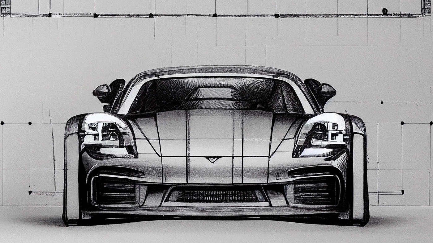 Automobile design，Concept Car，Car sketch，Porsche，Hand drawn，sketch，