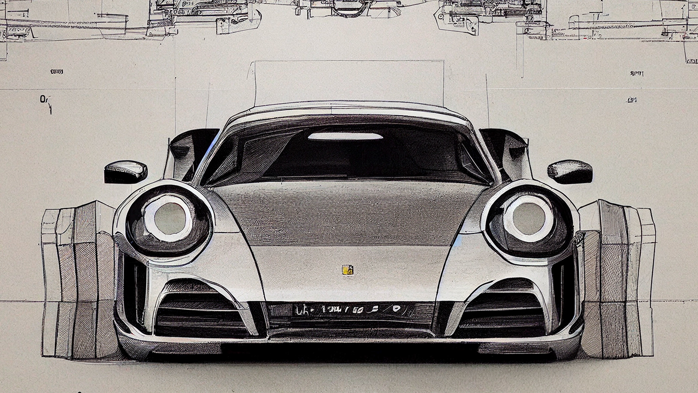 Automobile design，Concept Car，Car sketch，Porsche，Hand drawn，sketch，