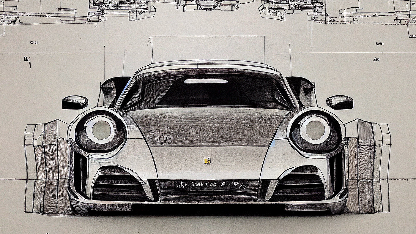 Automobile design，Concept Car，Car sketch，Porsche，Hand drawn，sketch，