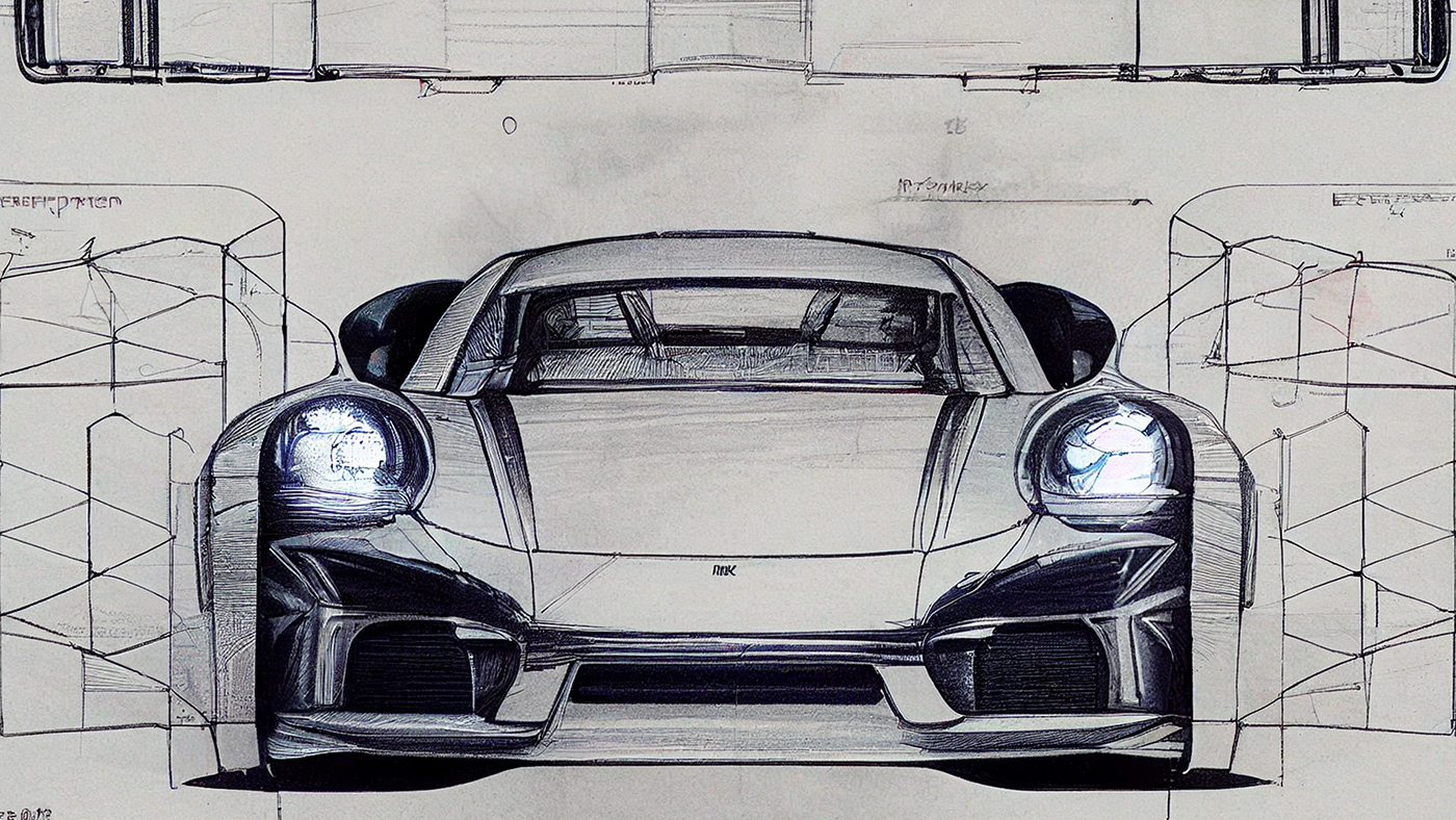 Automobile design，Concept Car，Car sketch，Porsche，Hand drawn，sketch，