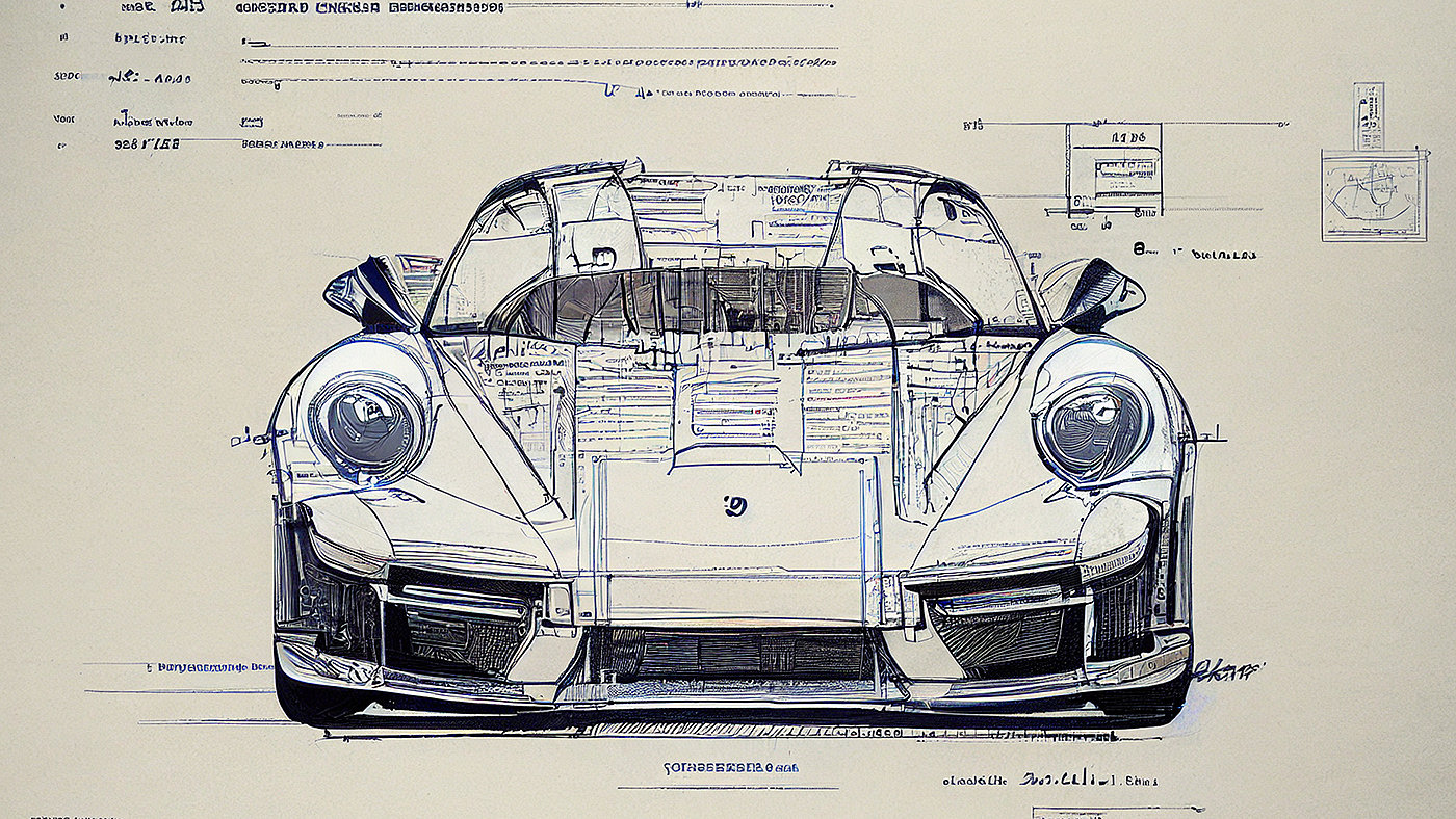 Automobile design，Concept Car，Car sketch，Porsche，Hand drawn，sketch，