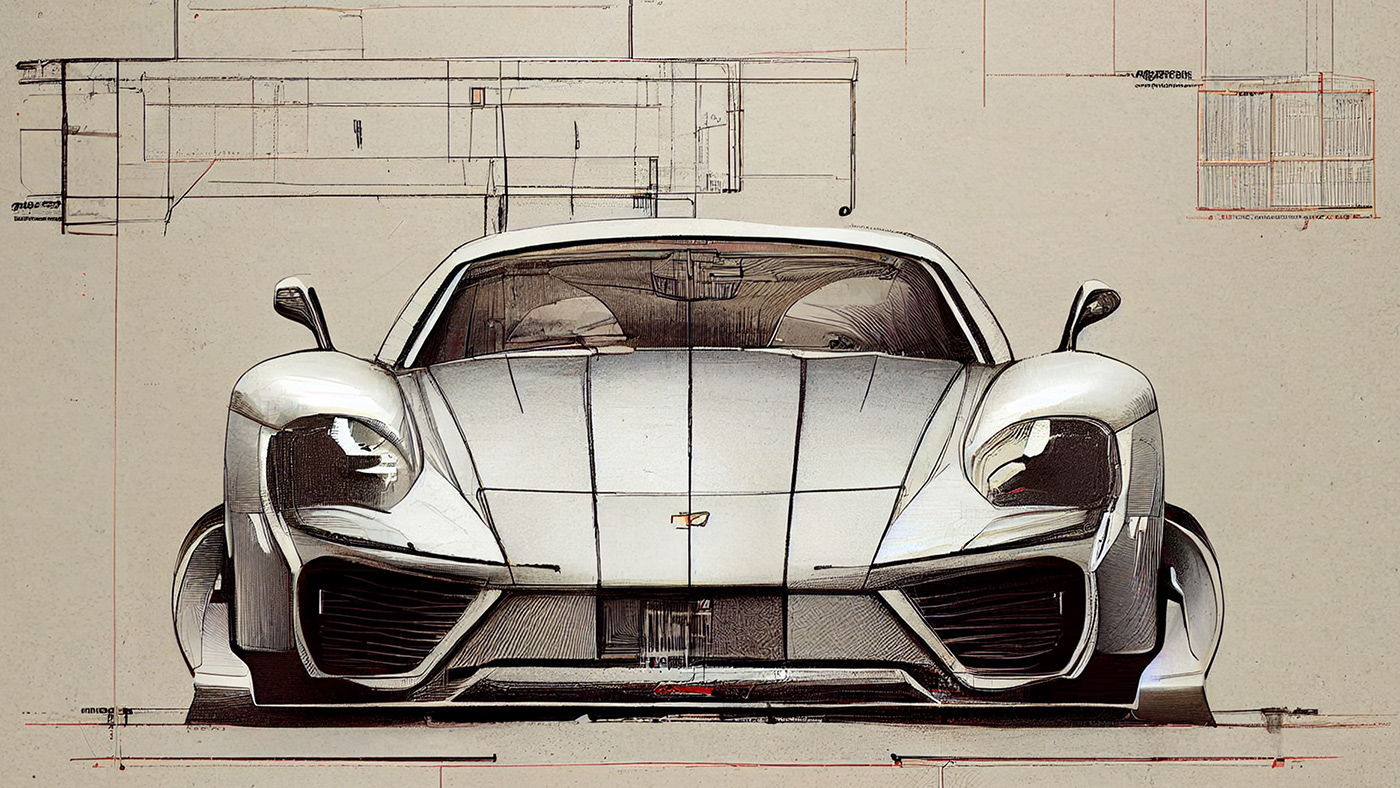 Automobile design，Concept Car，Car sketch，Porsche，Hand drawn，sketch，