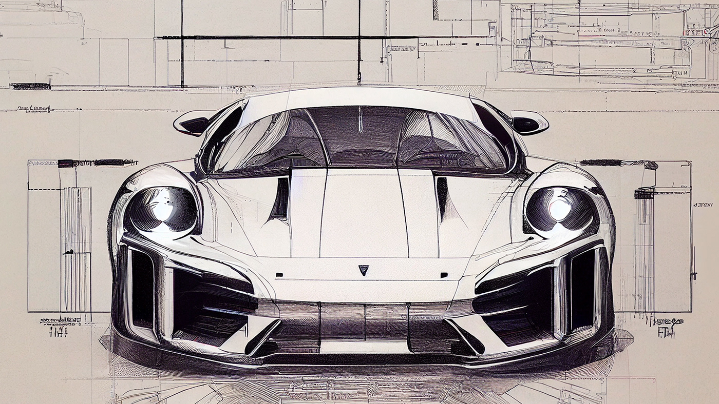 Automobile design，Concept Car，Car sketch，Porsche，Hand drawn，sketch，
