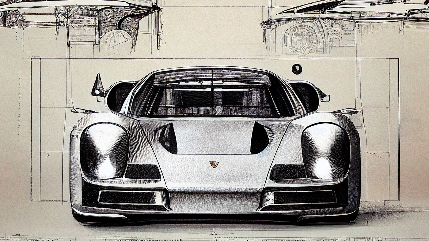 Automobile design，Concept Car，Car sketch，Porsche，Hand drawn，sketch，