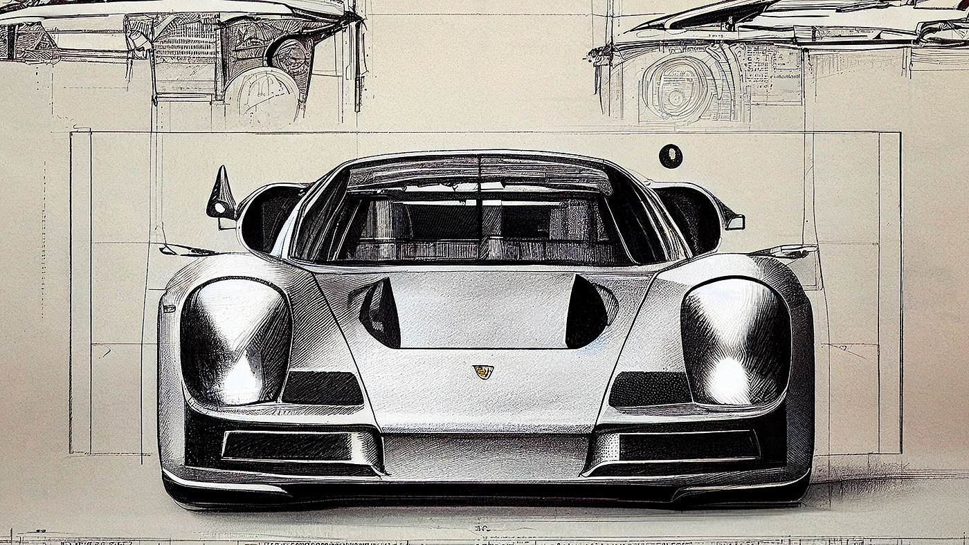 Automobile design，Concept Car，Car sketch，Porsche，Hand drawn，sketch，