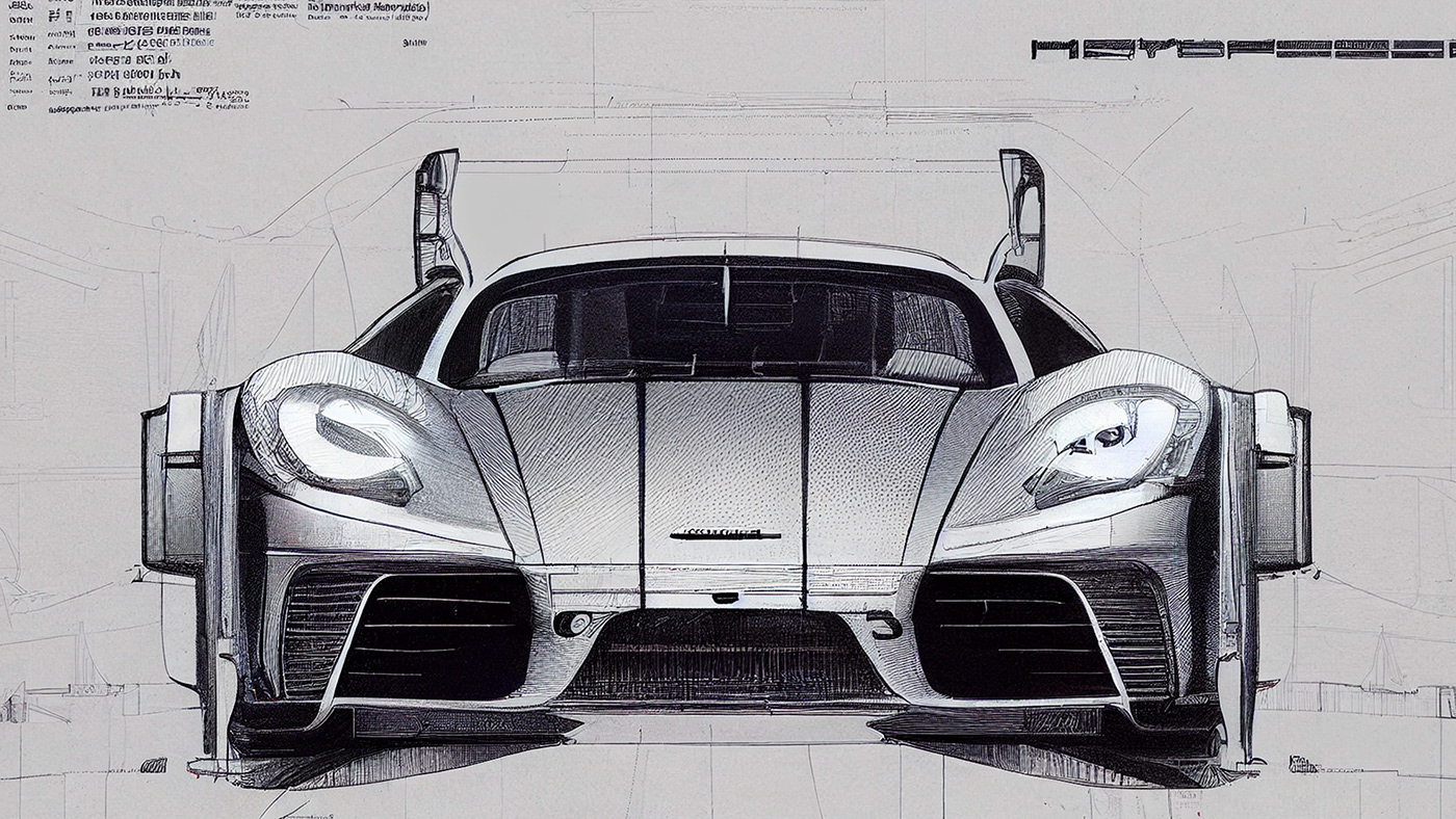 Automobile design，Concept Car，Car sketch，Porsche，Hand drawn，sketch，