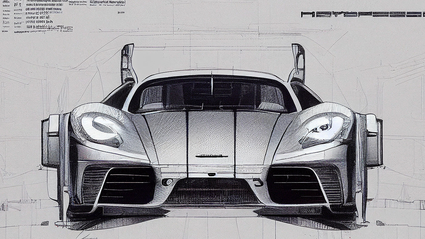 Automobile design，Concept Car，Car sketch，Porsche，Hand drawn，sketch，
