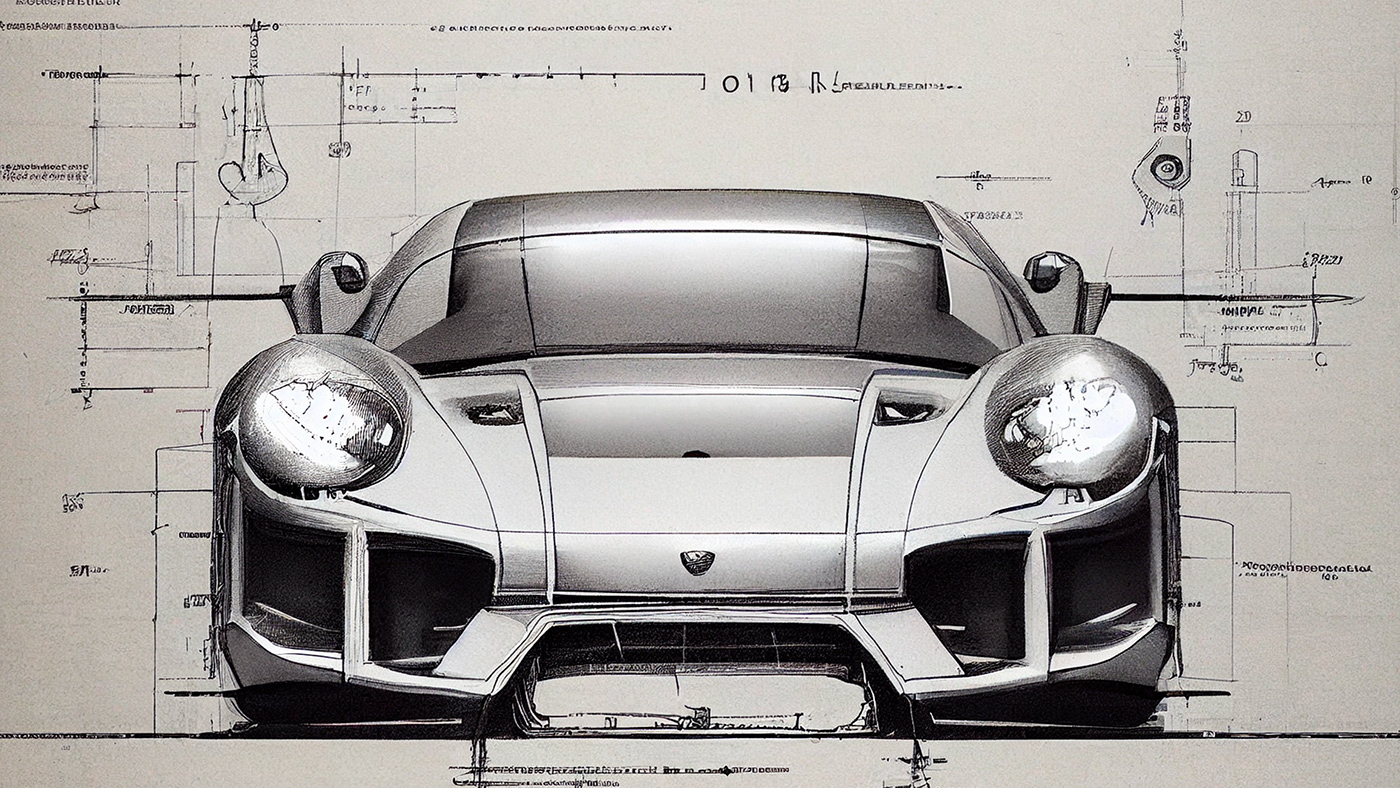 Automobile design，Concept Car，Car sketch，Porsche，Hand drawn，sketch，