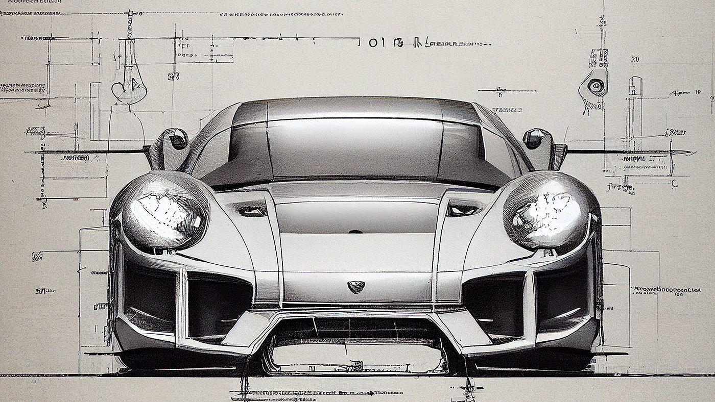 Automobile design，Concept Car，Car sketch，Porsche，Hand drawn，sketch，