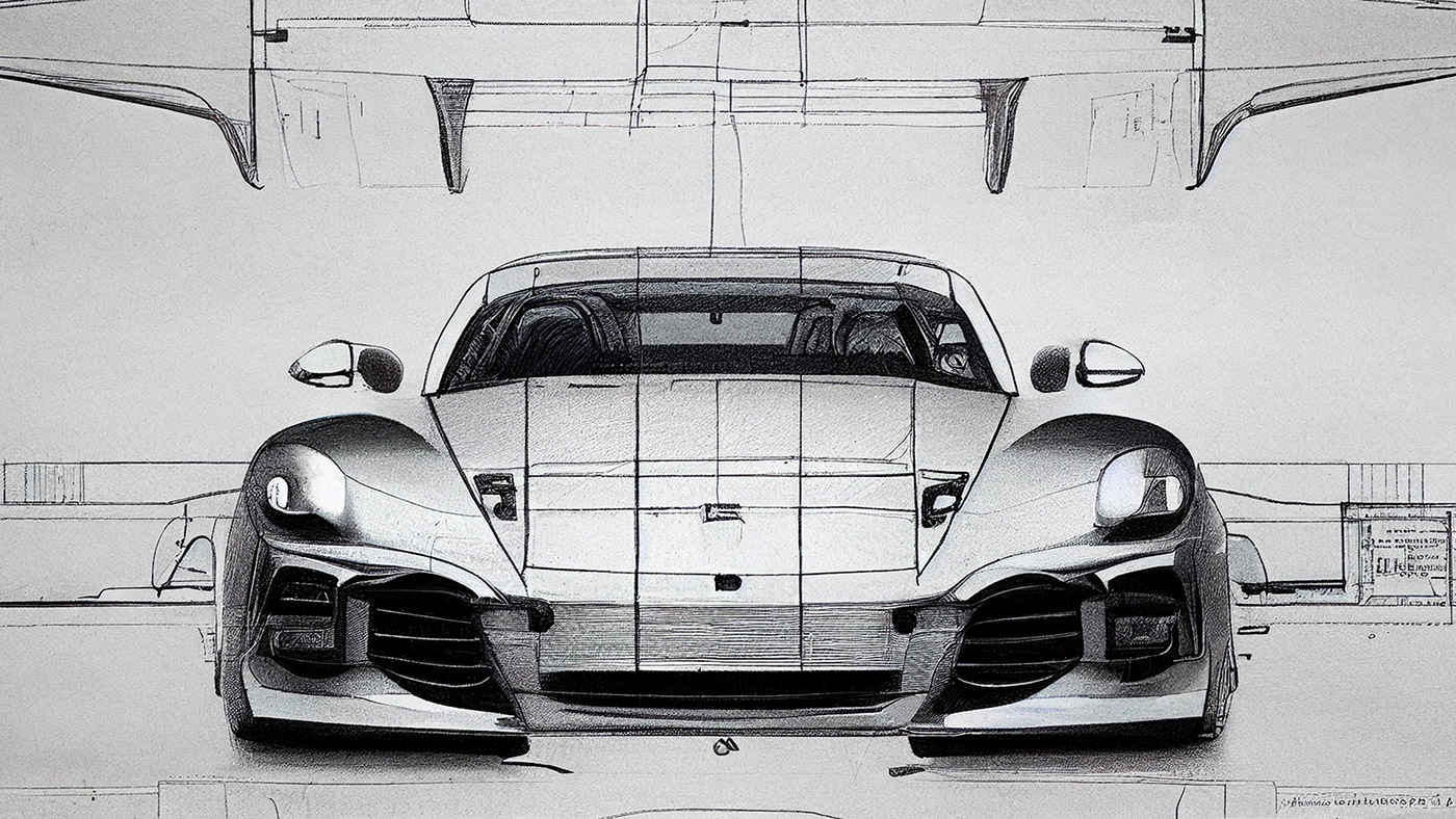 Automobile design，Concept Car，Car sketch，Porsche，Hand drawn，sketch，
