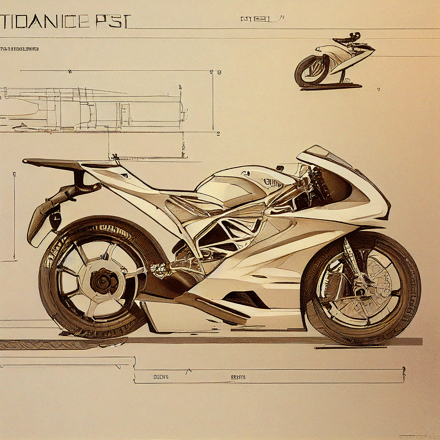 概念设计，摩托车，摩托素描，