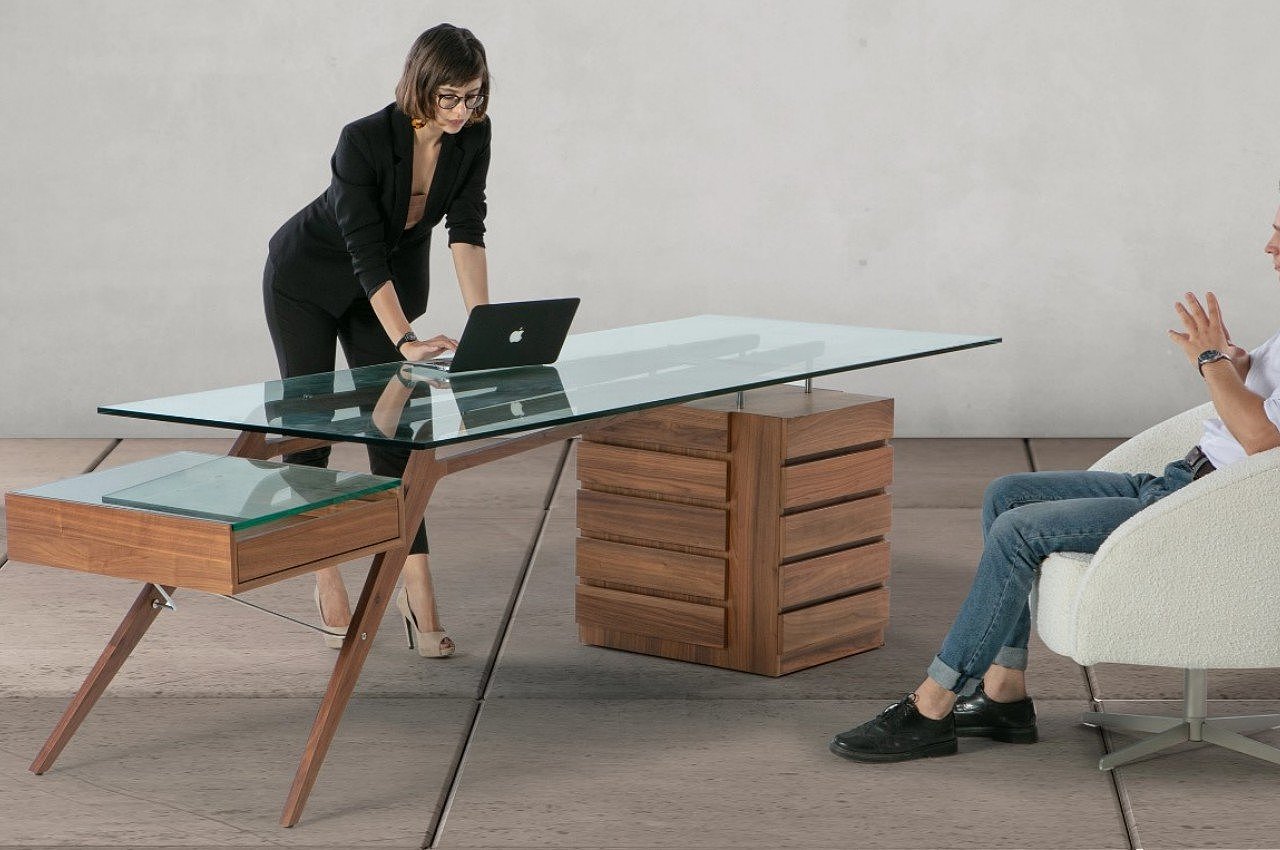 桌子，书桌，玻璃，创意，