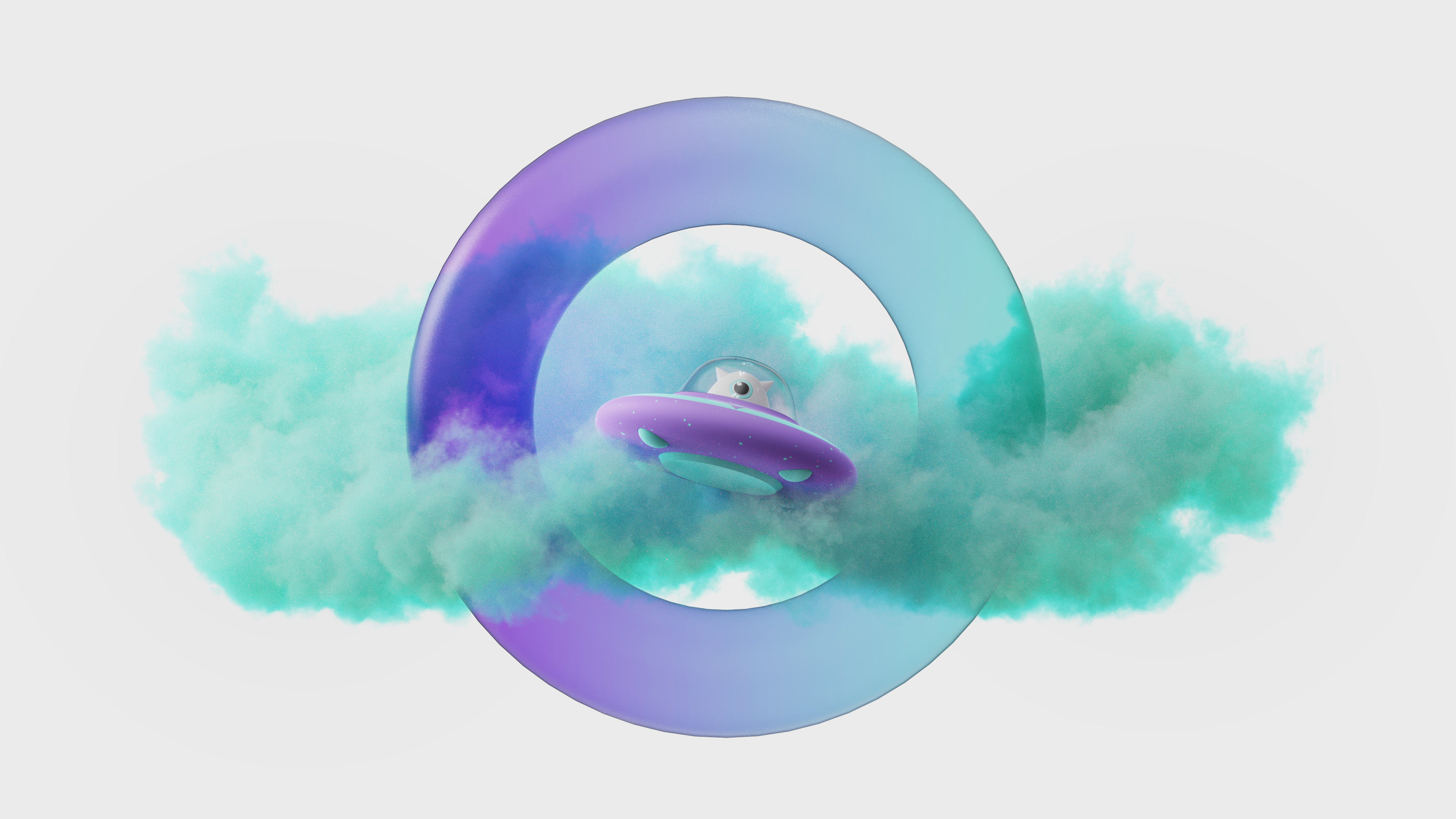 ufo，Flying saucer，Desk lamp，lamp，alien，smoke，