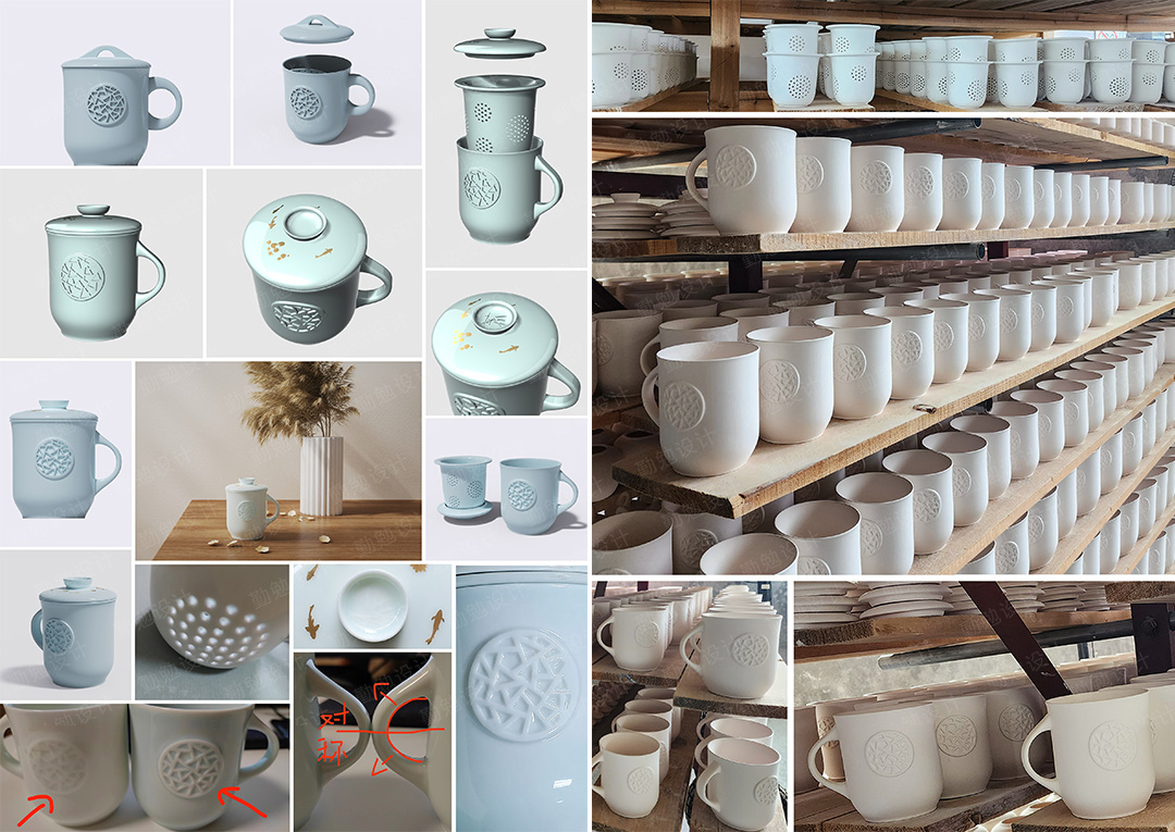 ceramics，tea set，Tea cup design，Diligent design，New Chinese style，National style，Jiangnan，gardens，