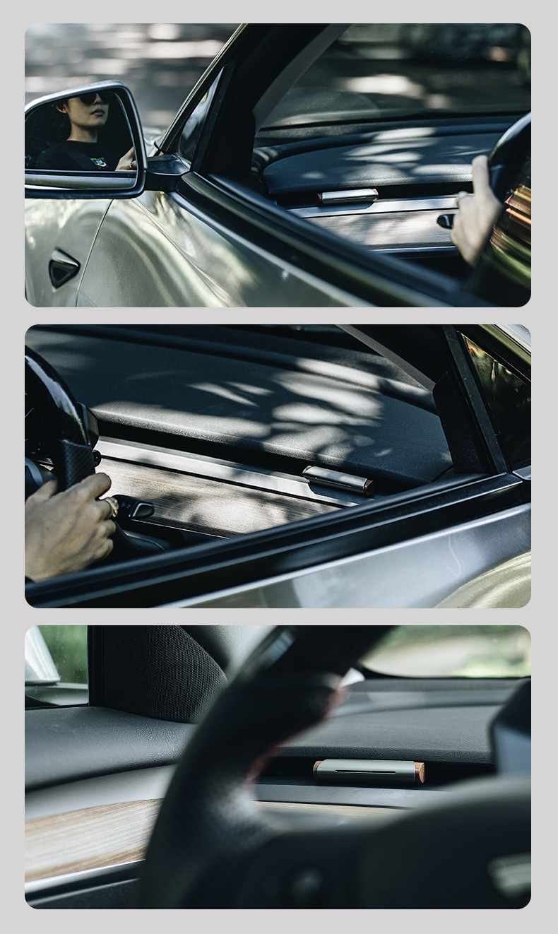 Natural spices，Magnetic absorption design，Light luxury texture，modern stylish，Car-mounted good，Premium Gift Packaging，Car Aromatherapy Fragrance，Metal black walnut material，