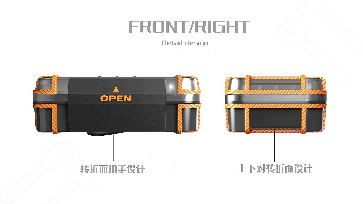 Tool box，Appearance design，Design of Wrapping Soft Adhesive，Panoramic transparent large window，