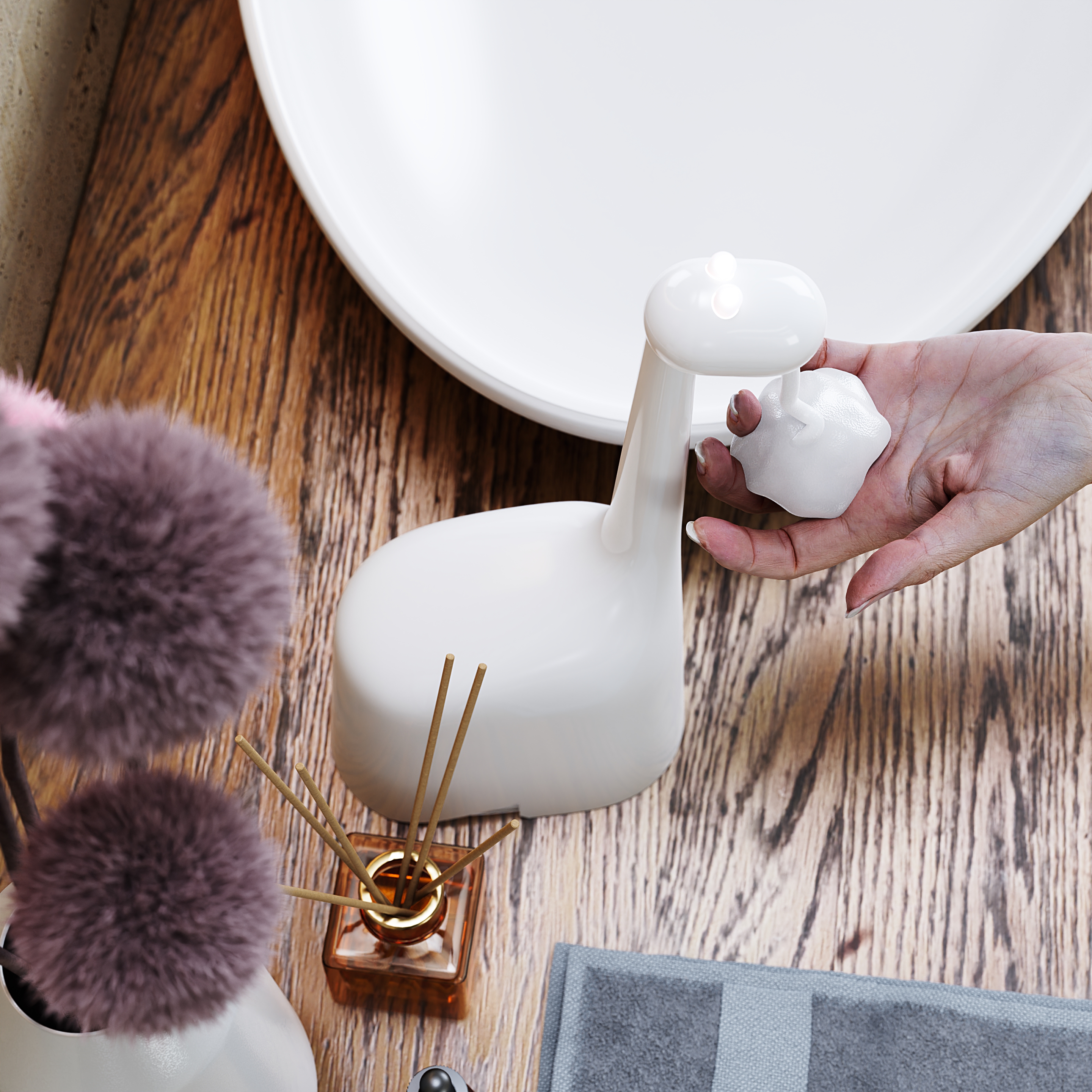 giraffe，Liquid soap，automatic，Children's products，Home Furnishing，product design，3D rendering，three-dimensional，