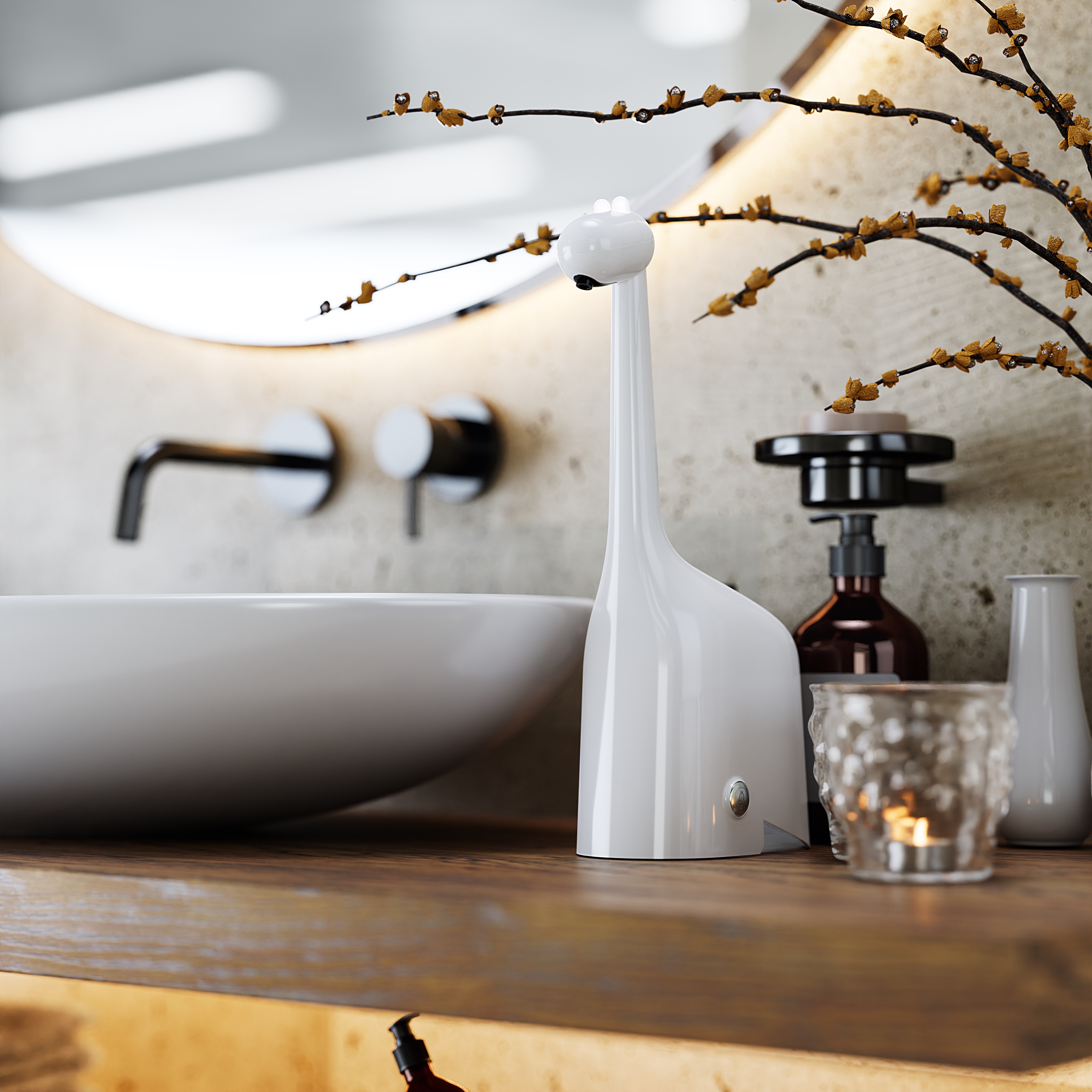giraffe，Liquid soap，automatic，Children's products，Home Furnishing，product design，3D rendering，three-dimensional，