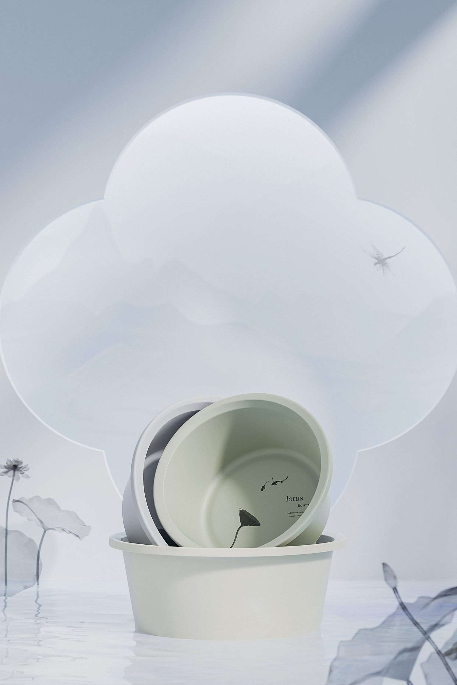 Washbasin，Ink and wash，Oriental charm，