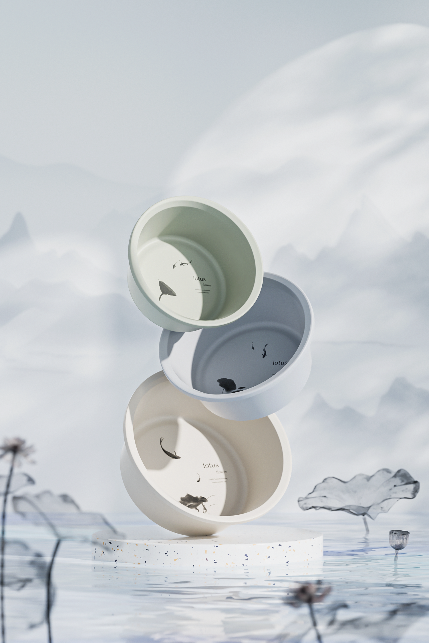 Washbasin，Ink and wash，Oriental charm，