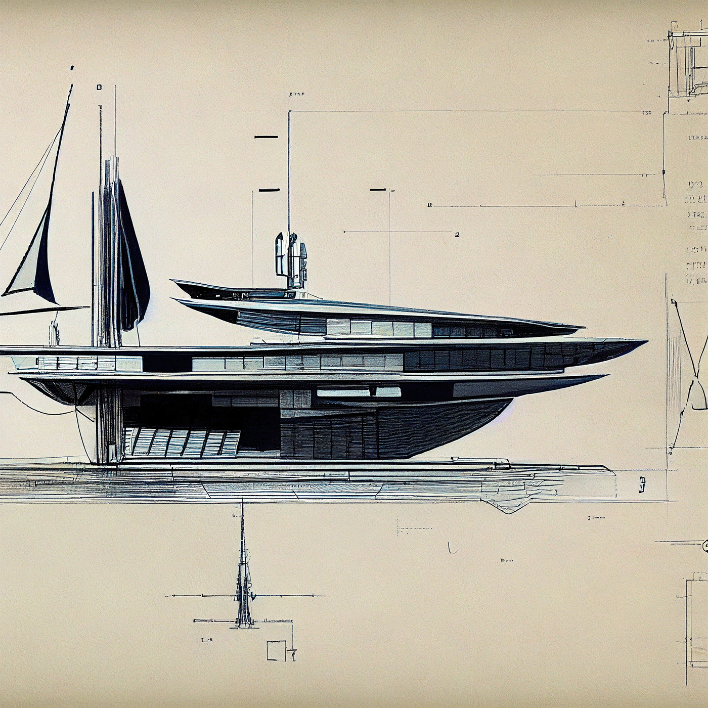 Design sketch，Yacht Design ，yacht，product design，
