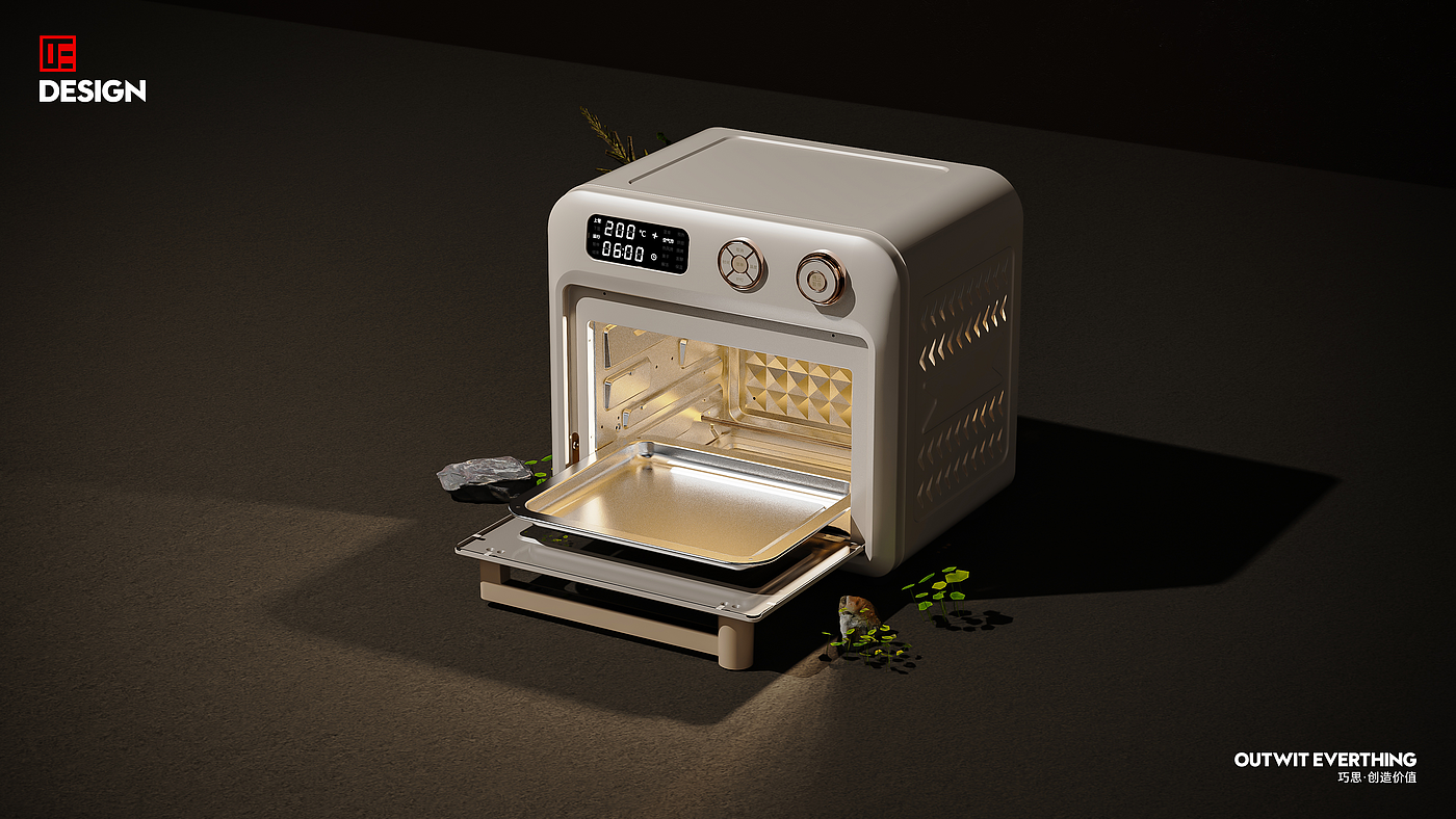 oven，Electric oven，Macro wing design，product design，Daewoo oven，Product rendering，Household appliances，