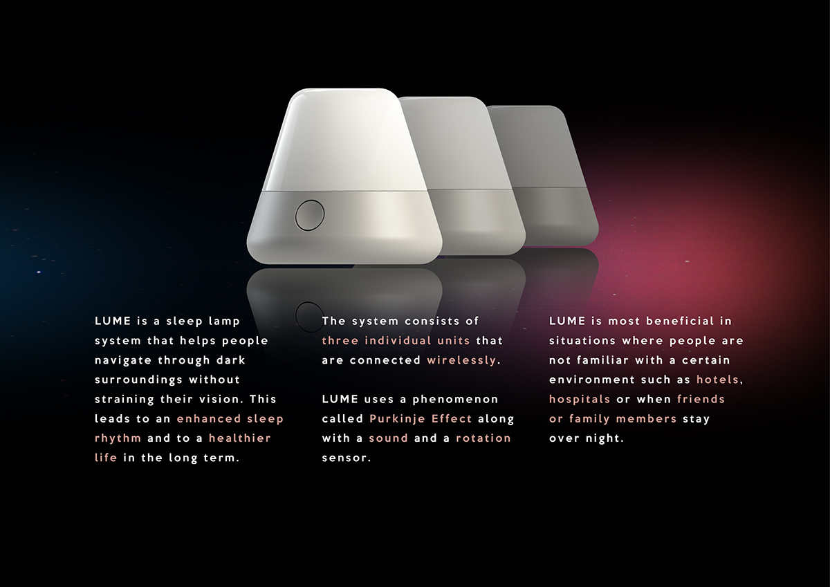 LUME，Sleep lamp，Wireless connection，Red light，Purkinje effect，