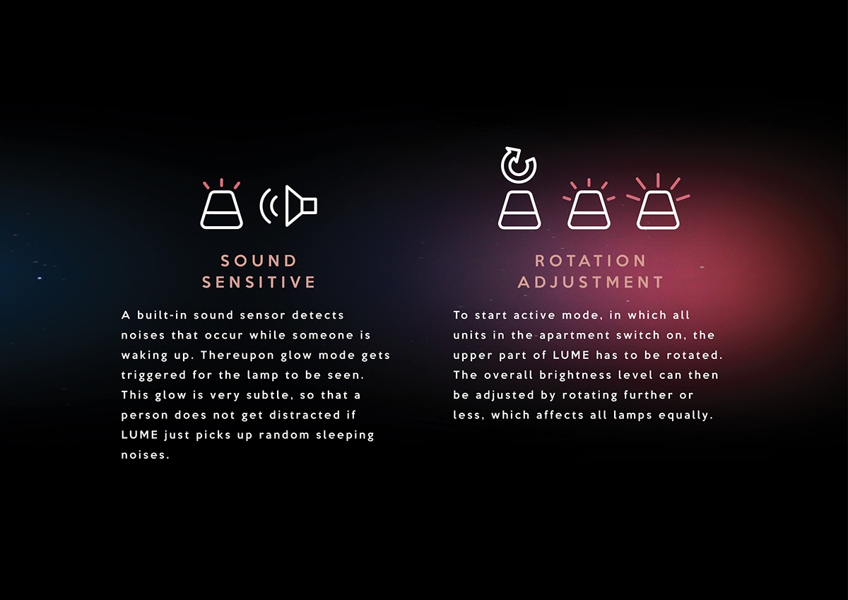 LUME，Sleep lamp，Wireless connection，Red light，Purkinje effect，