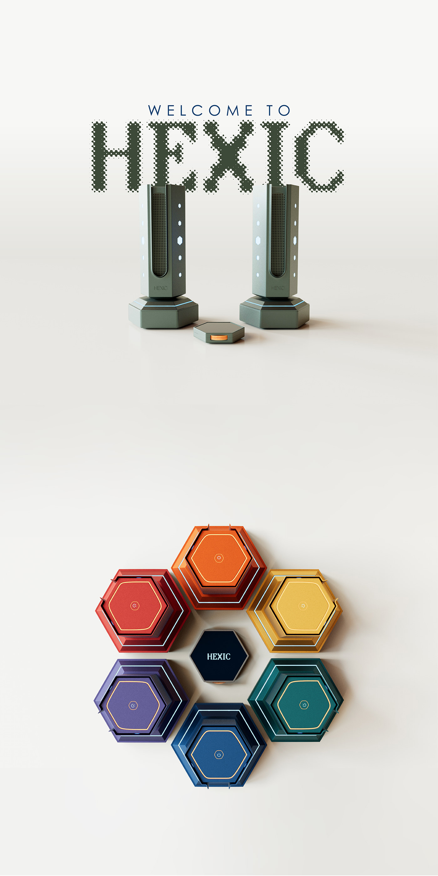 HEXIC，3D modeling，industrial design，product design，modularization，loudspeaker box，