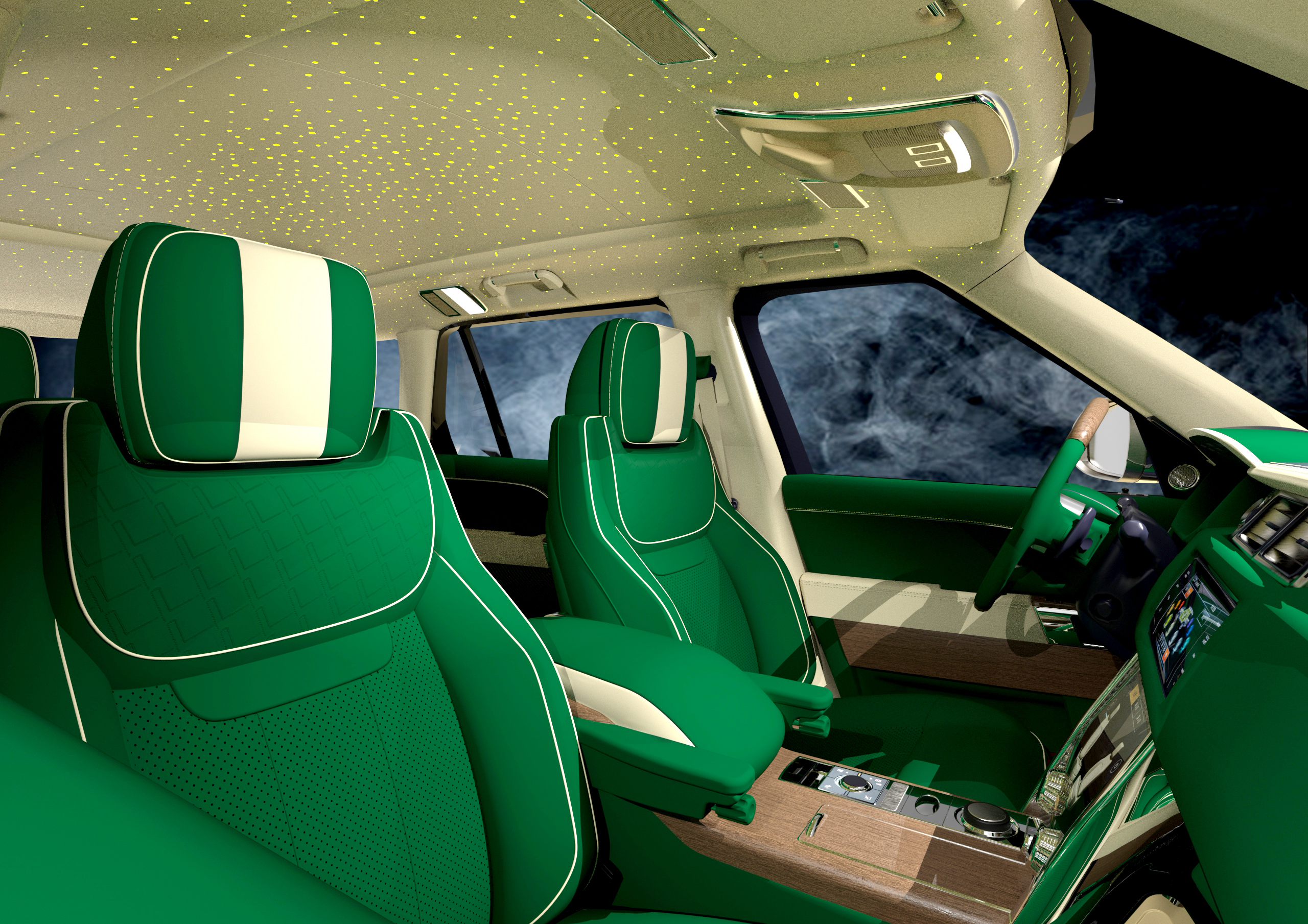 Range Rover Interior Triad Rendering Effect Diagram，